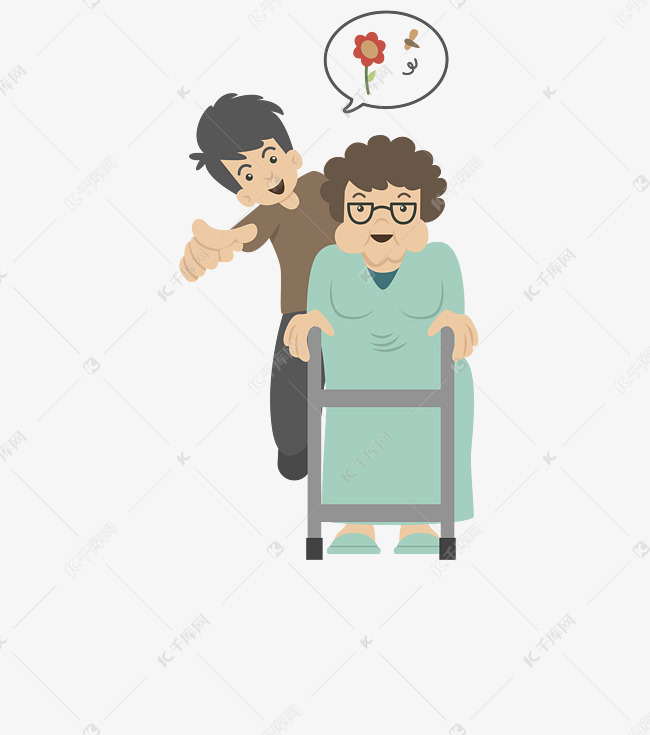 矢量卡通照顾老人插图