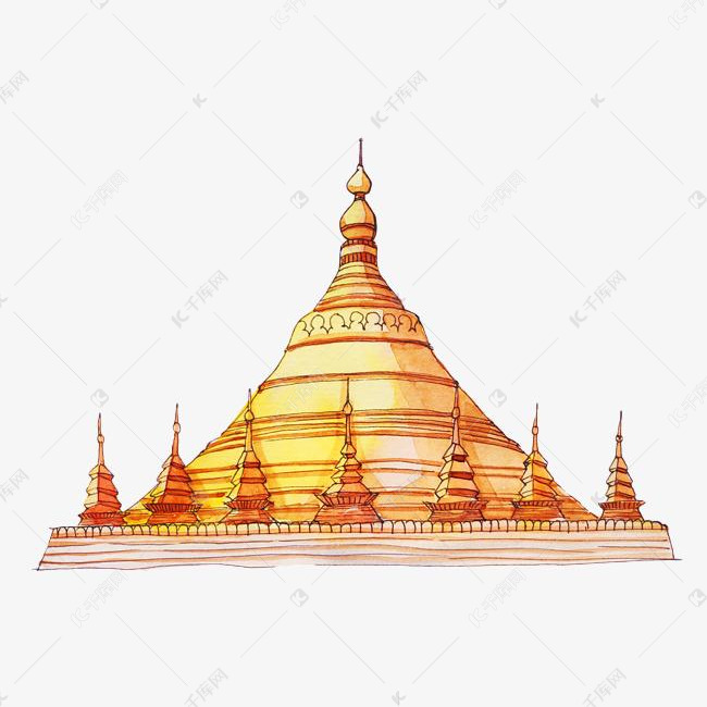 缅甸仰光大金塔插画