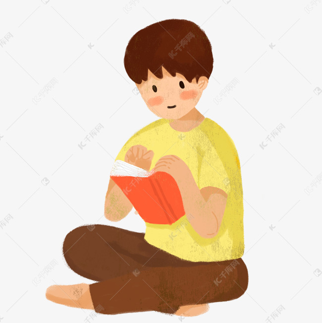 小男孩在看书