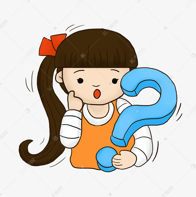 卡通手绘小女孩碰到问题疑惑表情