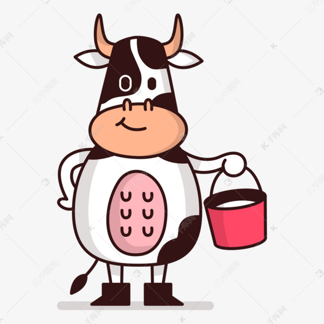 卡通手绘的奶牛挤奶卡通奶牛