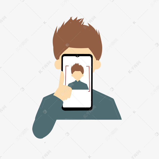 手机自拍扫脸人脸识别手绘图案免扣免费下载素材图片
