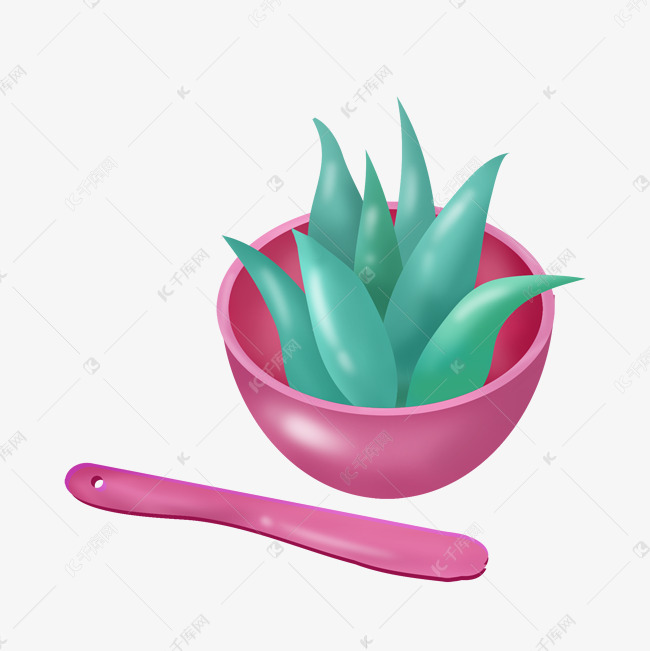 绿色的芦荟胶面膜手绘插画