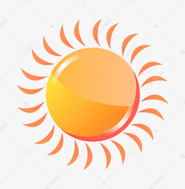手绘圆圆的太阳插画