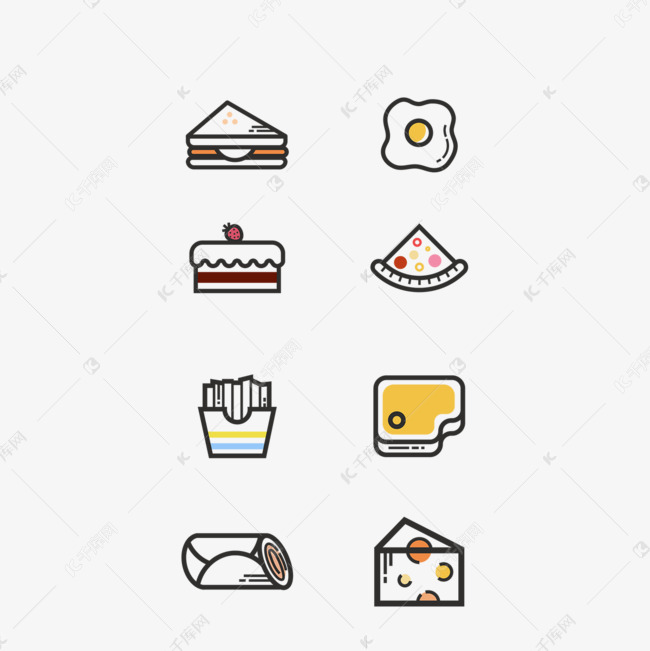 小而新鲜的食物简单的线条图标图