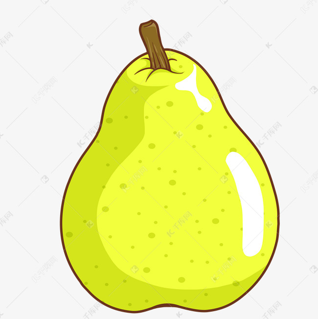 梨子水果黄色鸭梨绿色卡通