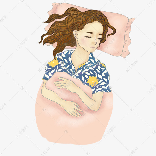 世界睡眠日女孩睡觉卡通手绘免扣
