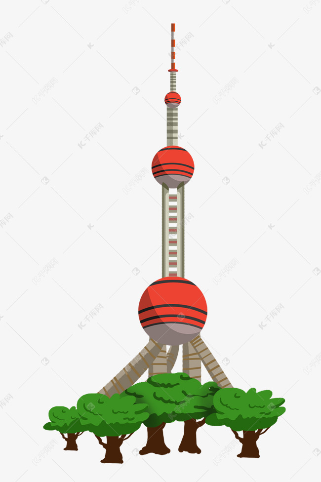 手绘东方明珠插画