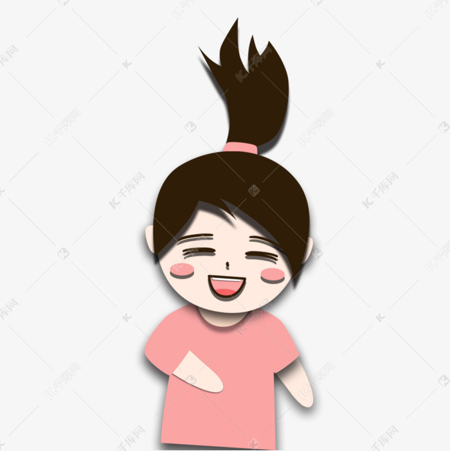 马尾辫小女孩手绘图