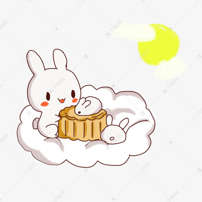 中秋节卡通月饼兔子月亮中秋