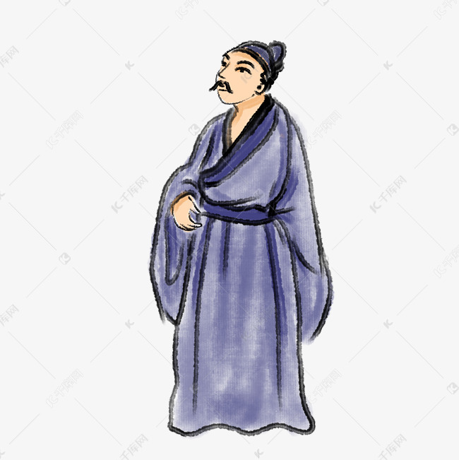 手绘诗人卡通插画