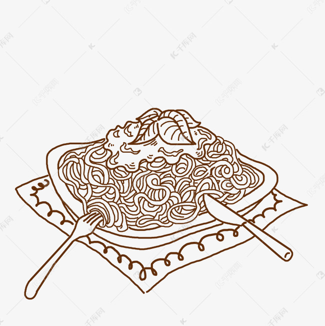 手绘意大利面插画