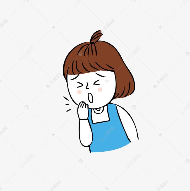 卡通q版咳嗽的女孩
