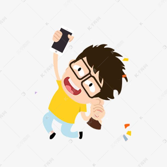 手绘小男孩摔手机