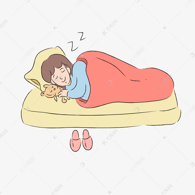 清新手绘女孩睡觉睡眠日做梦漫画素材图片免费下载-千