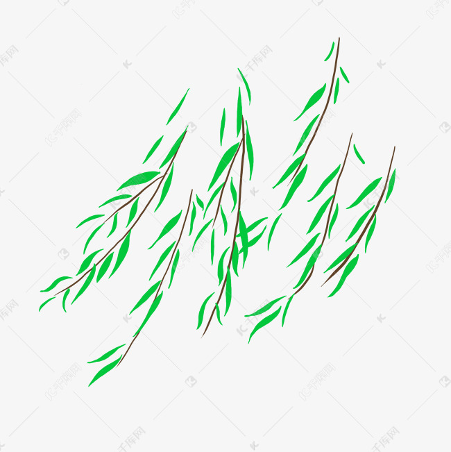 清明节被风吹动的柳树卡通素材下