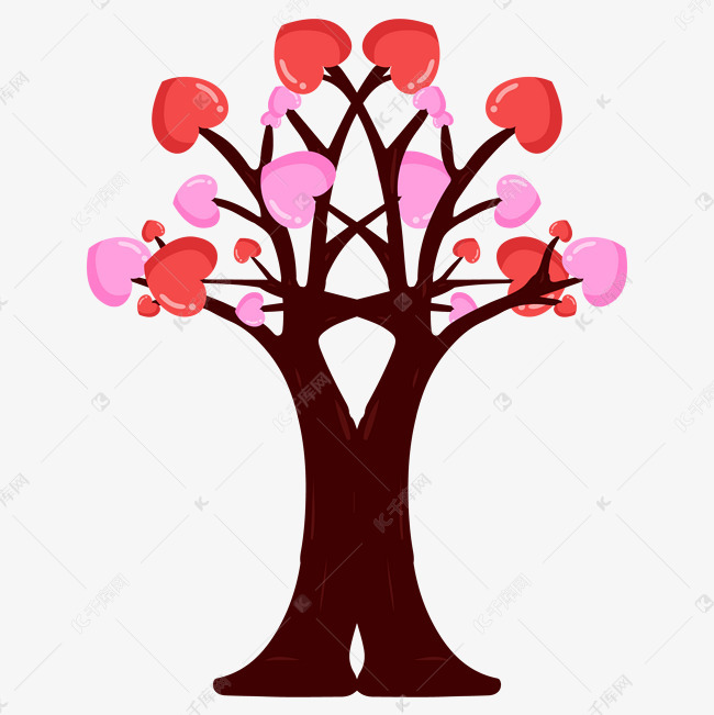 情人节矢量装饰爱情树元素素材图片免费下载-千库网