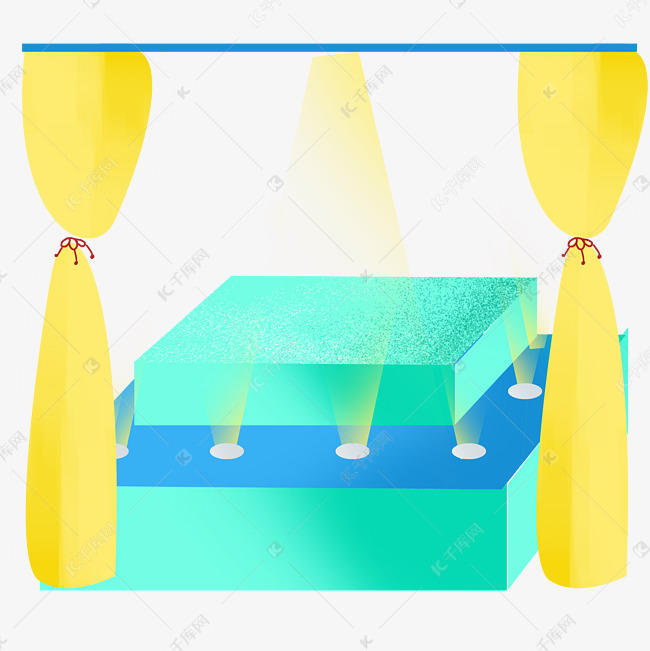 手绘蓝色舞台插画
