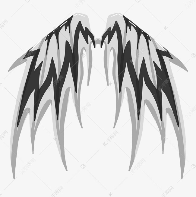 手绘恶魔之翼翅膀插画