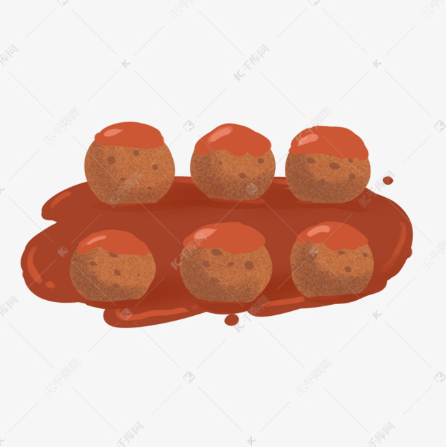 免抠元素 丸子插画 肉丸食物卡通插画版权可商用有保障