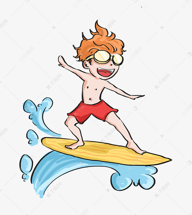 夏天水上运动冲浪板插画素材图片免费下载-千库网