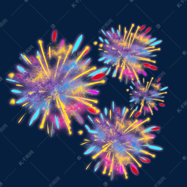 礼花绽放过新年贺新春