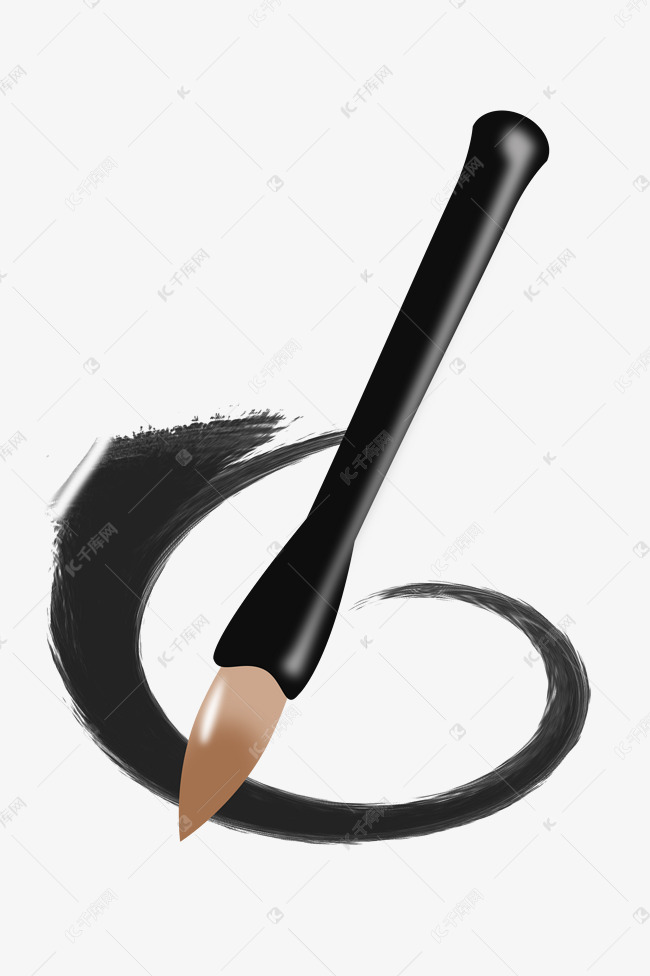 免抠元素 卡通毛笔 古代教育毛笔手绘插画版权可商用有保障