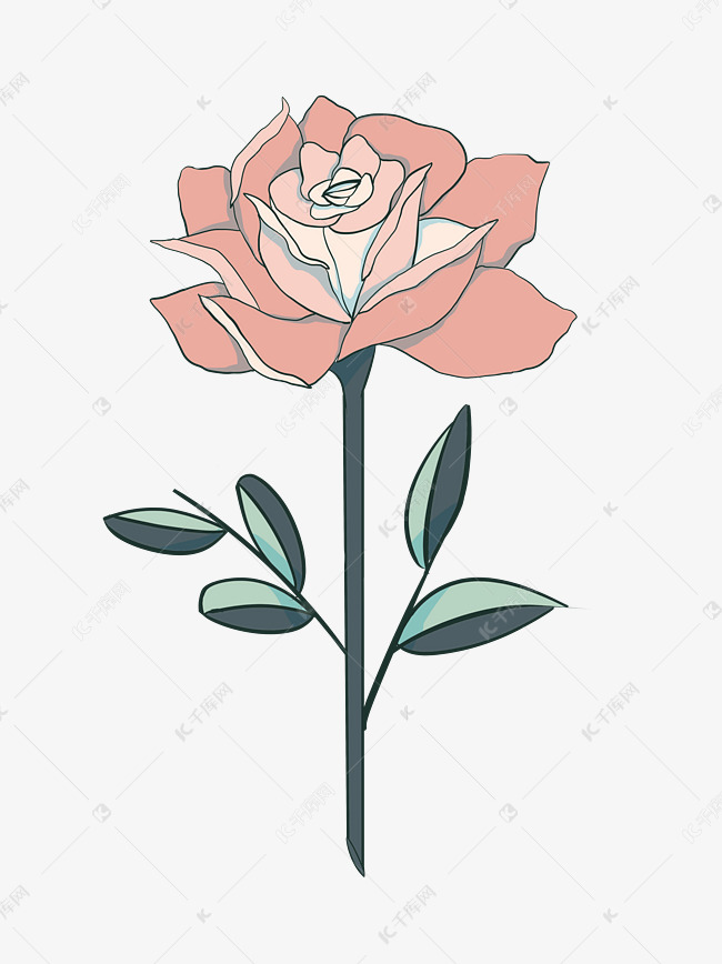 手绘唯美玫瑰花插画素材图片免费下载-千库网