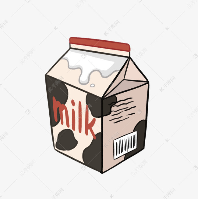 卡通牛奶纸盒插画
