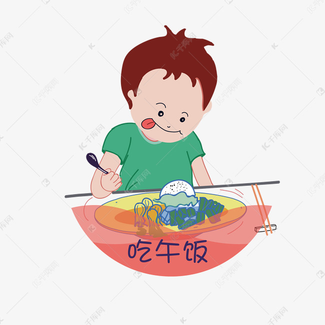 小男孩在吃午饭