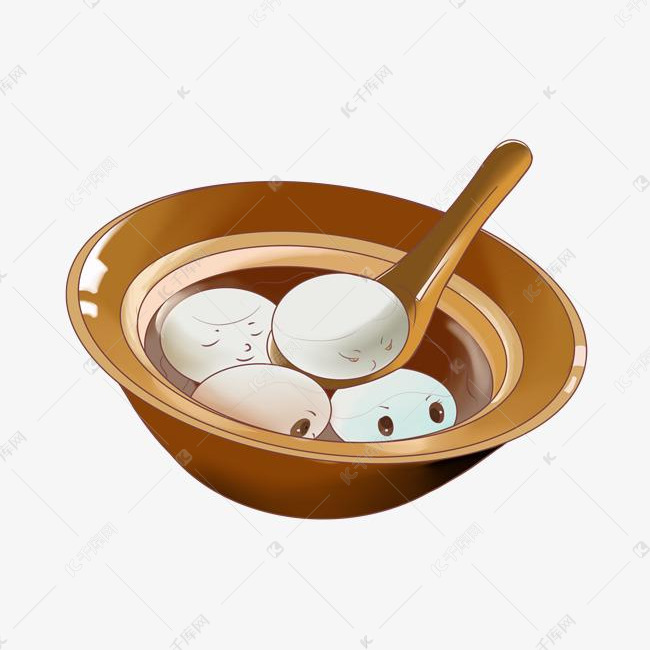 冬至元宵汤圆手绘png