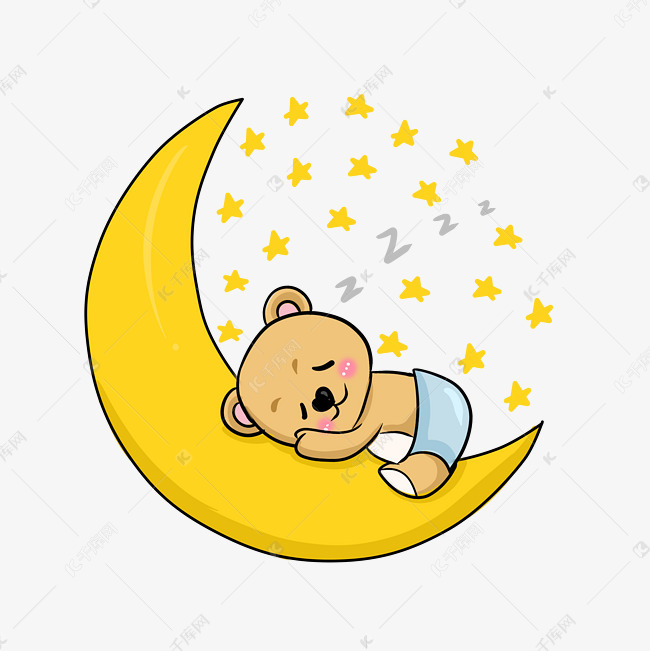可爱月亮睡觉小熊素材图片免费下载-千库网