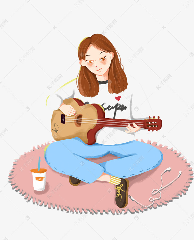 手绘弹吉他的女生下载