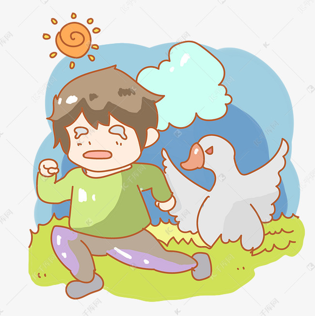 愤怒大鹅追人png
