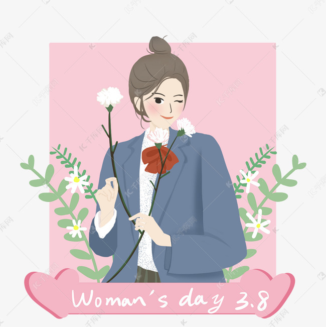 卡通手绘女神节美丽的女士