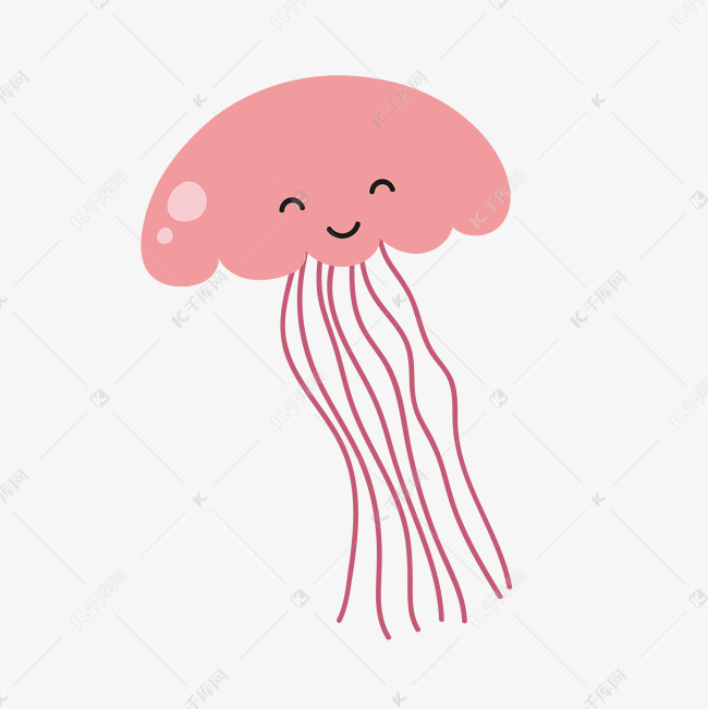 卡通开心水母免抠素材