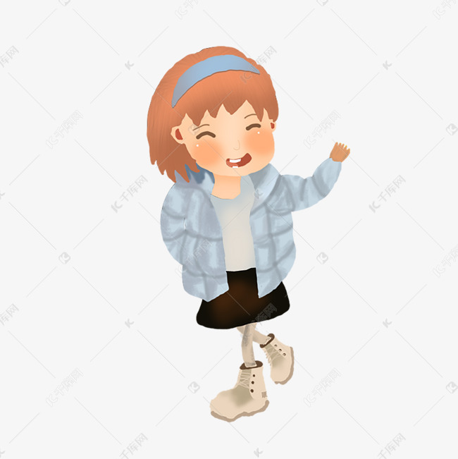 卡通穿棉衣的少女