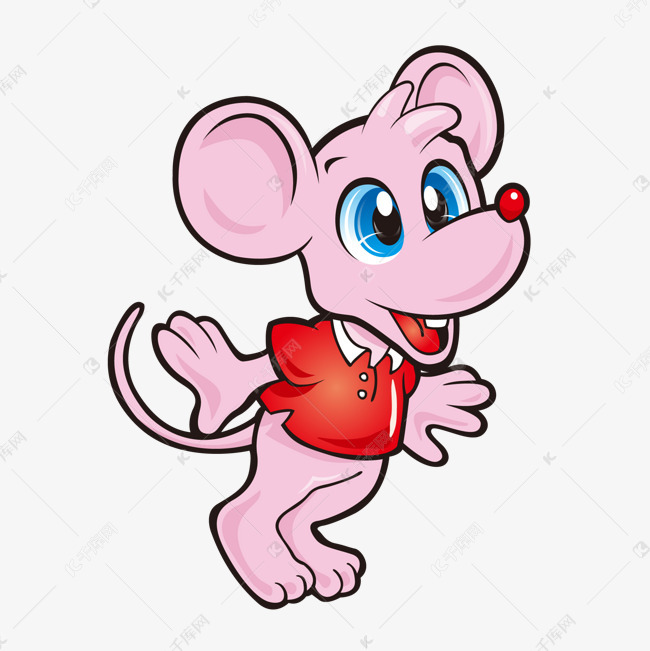 卡通粉红色的小老鼠矢量图