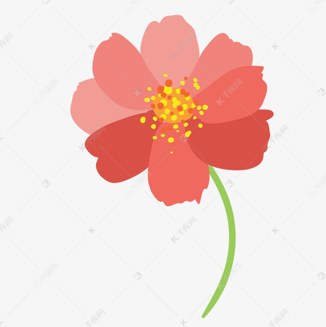 一朵红色的卡通花朵