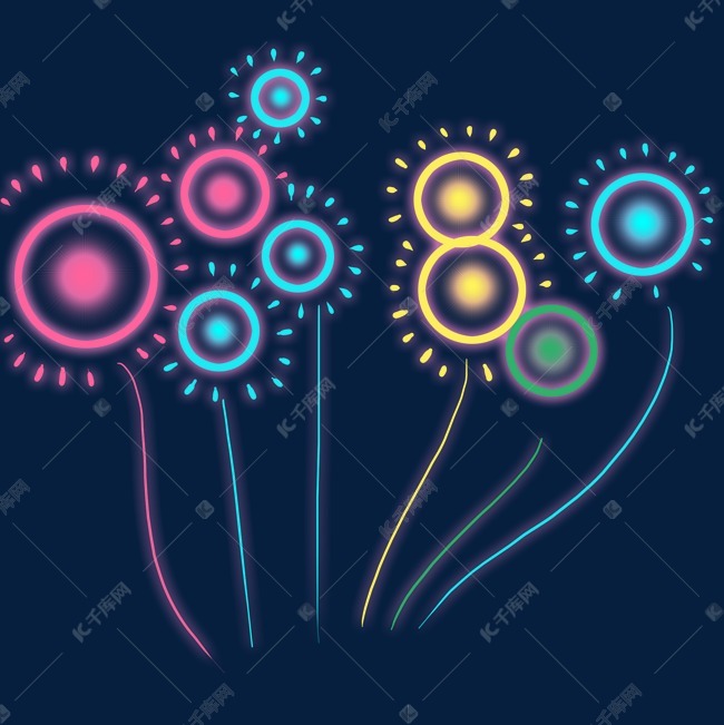 太阳花图案烟花绽放