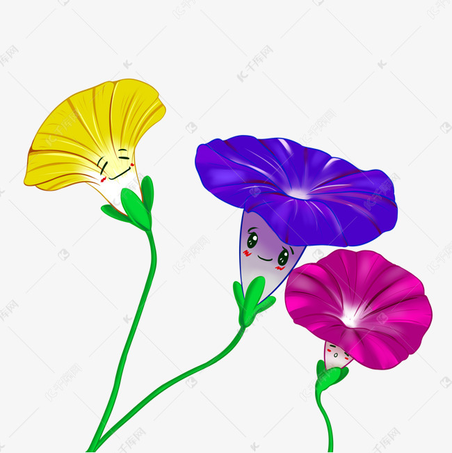 春天喇叭花卡通插画