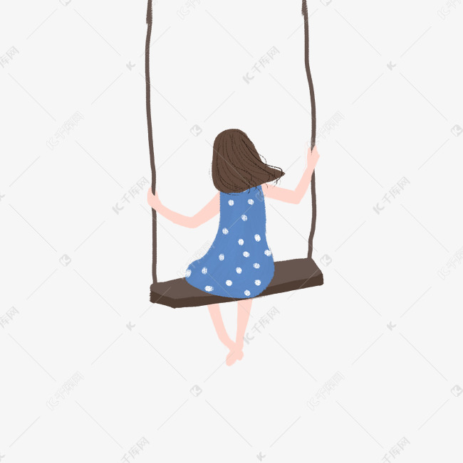小女孩在荡秋千免抠图