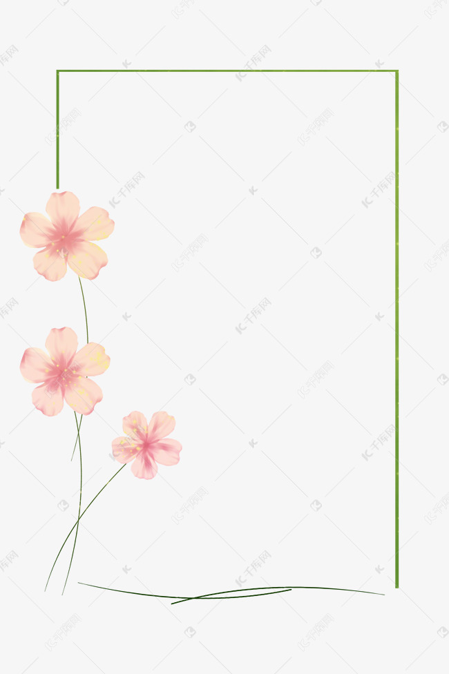 粉色花朵春天手绘边框