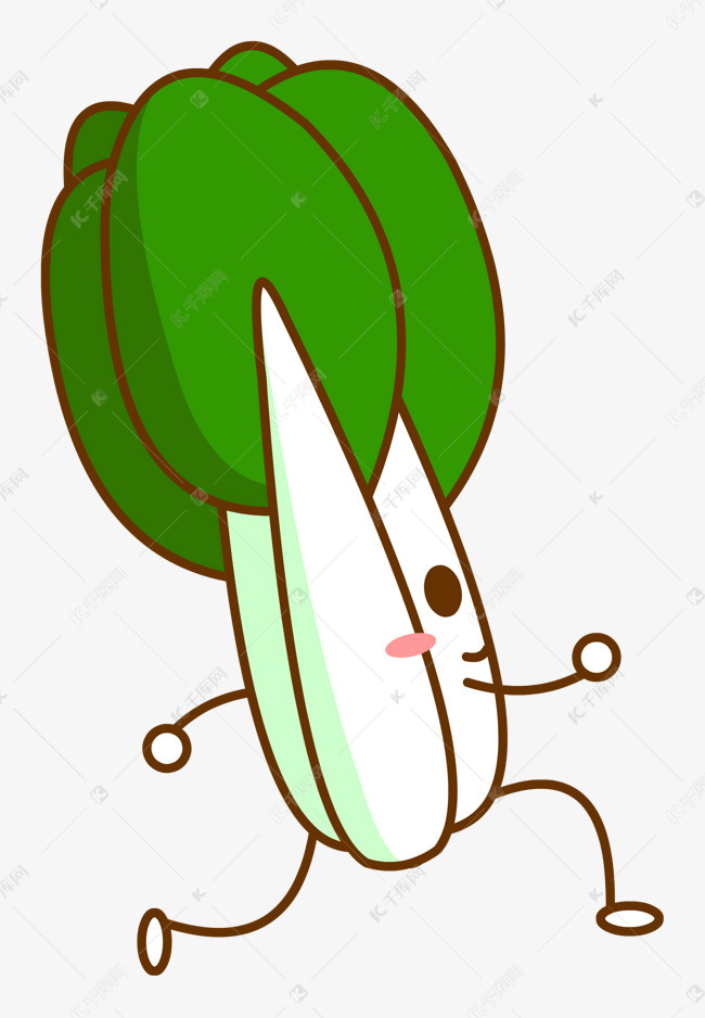 卡通拟人化蔬菜食材小白菜免抠图
