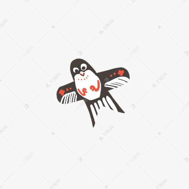 手绘卡通创意燕子风筝免扣元素