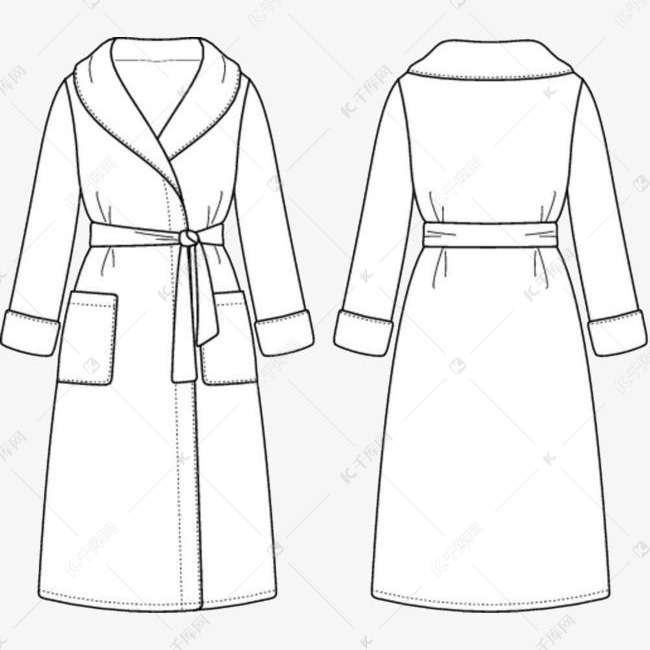 简笔画服饰系带浴袍