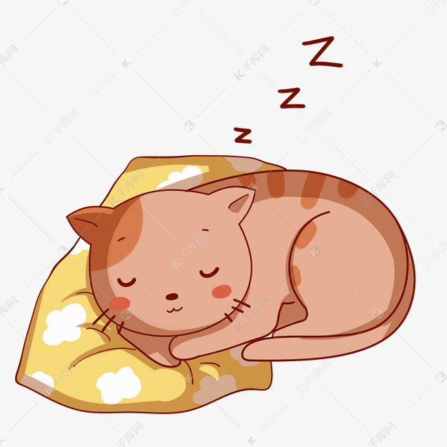 睡觉的猫咪装饰插画