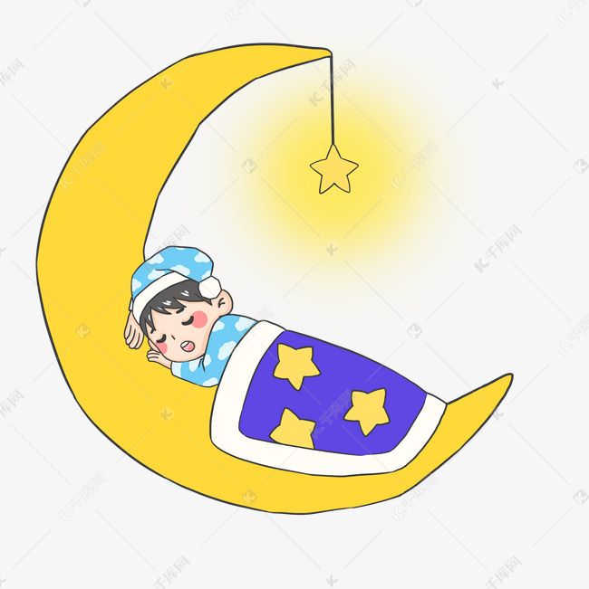 睡在月亮上的男孩png