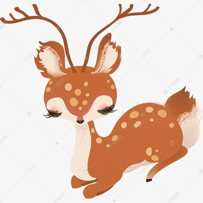卡通手绘图案可爱的小鹿