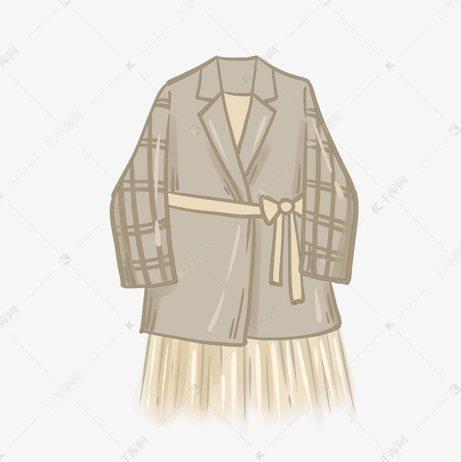 卡通可爱免抠矢量春季服装西装格子外套